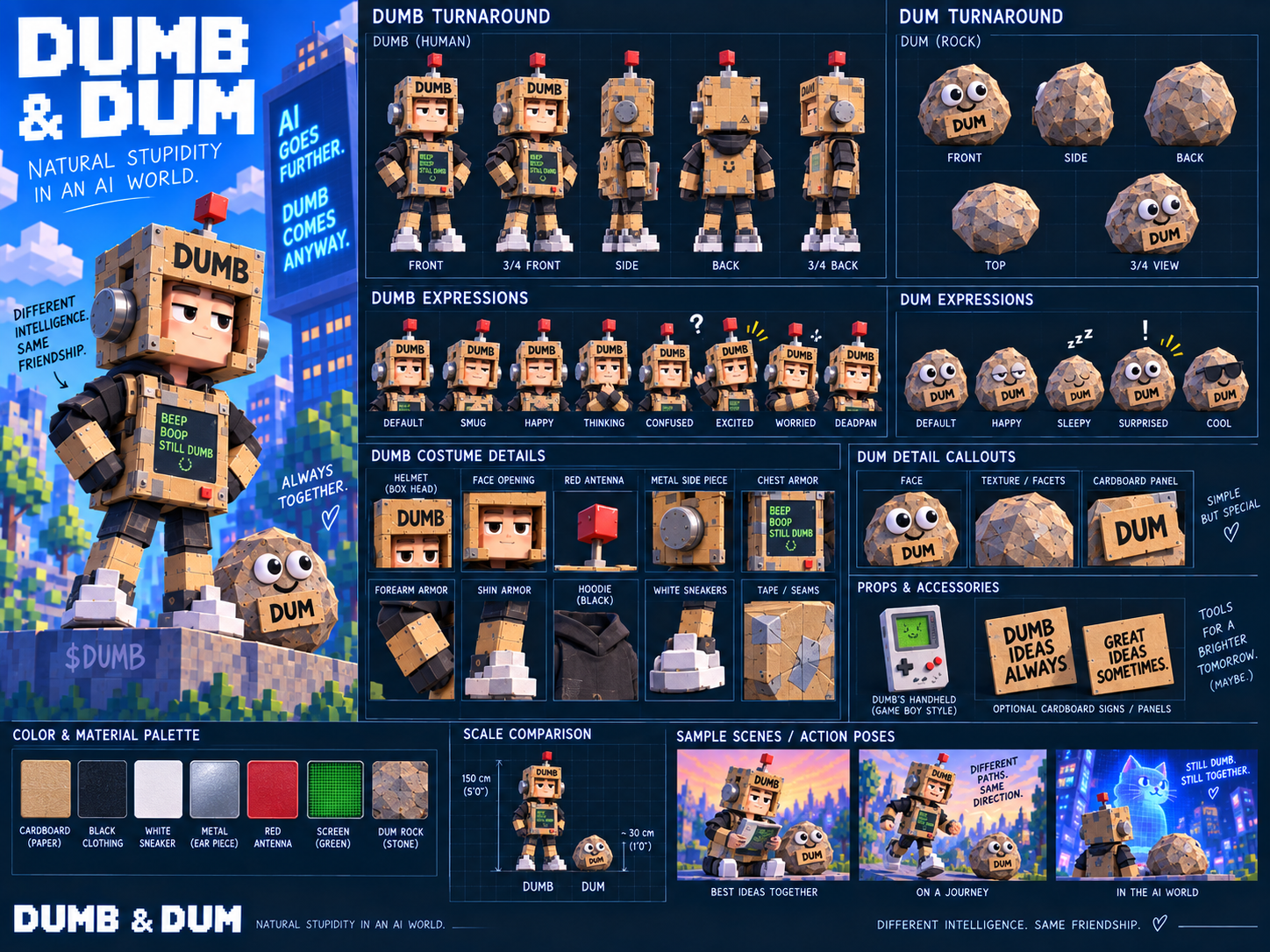 Official DUMB and DUM character design sheet