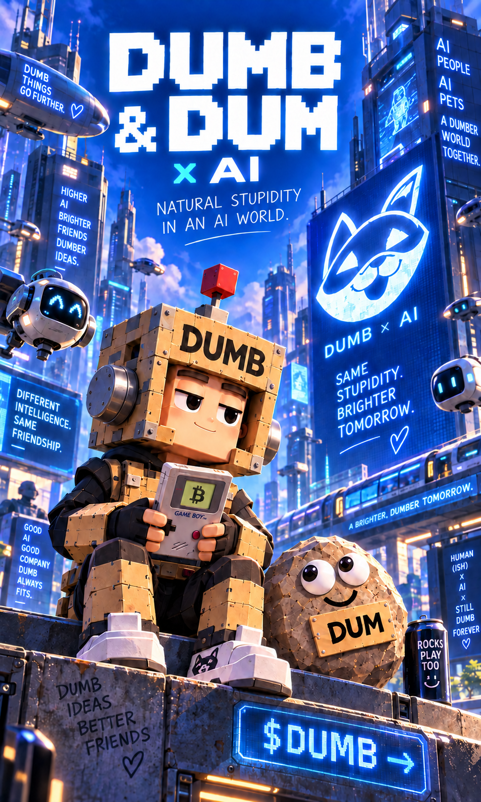 DUMB, DUM and AI in a futuristic AI city